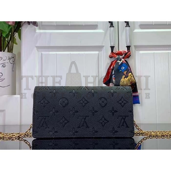 L0vis Vvtt0n LV Women Wallet On Chain Lily Black Monogram Empreinte Embossed S*pple Grained Cowhide Leather Master Quality