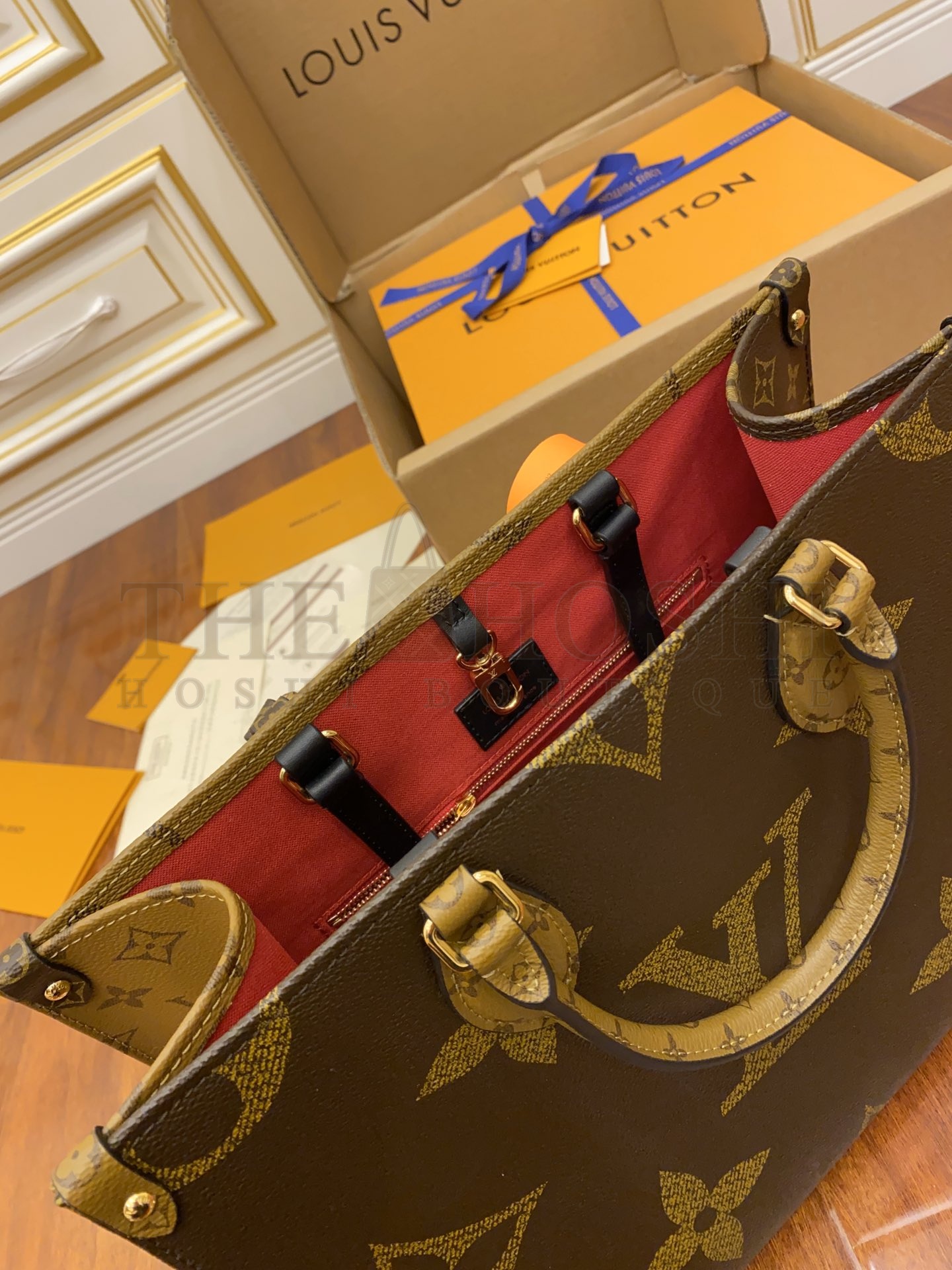 L0vis Vvtt0n Onthego Women LV Tote Bag in Monogram Giant Canvas-Brown Master Quality