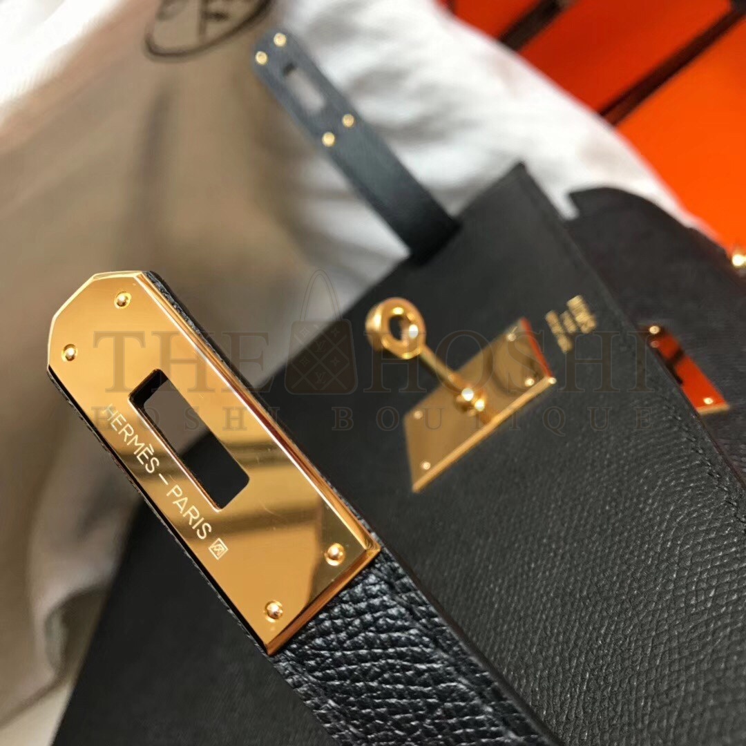 H**me5 Kelly 28cm Sellier Bag In Black Epsom Leather Master Quality