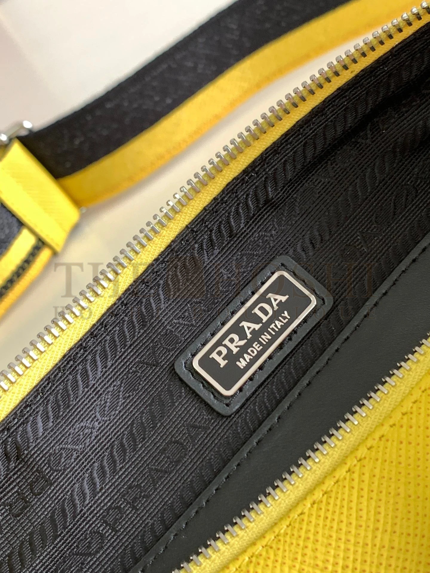 Pra*a Triangle Shoulder Bag In Yellow Saffiano Leather Master Quality