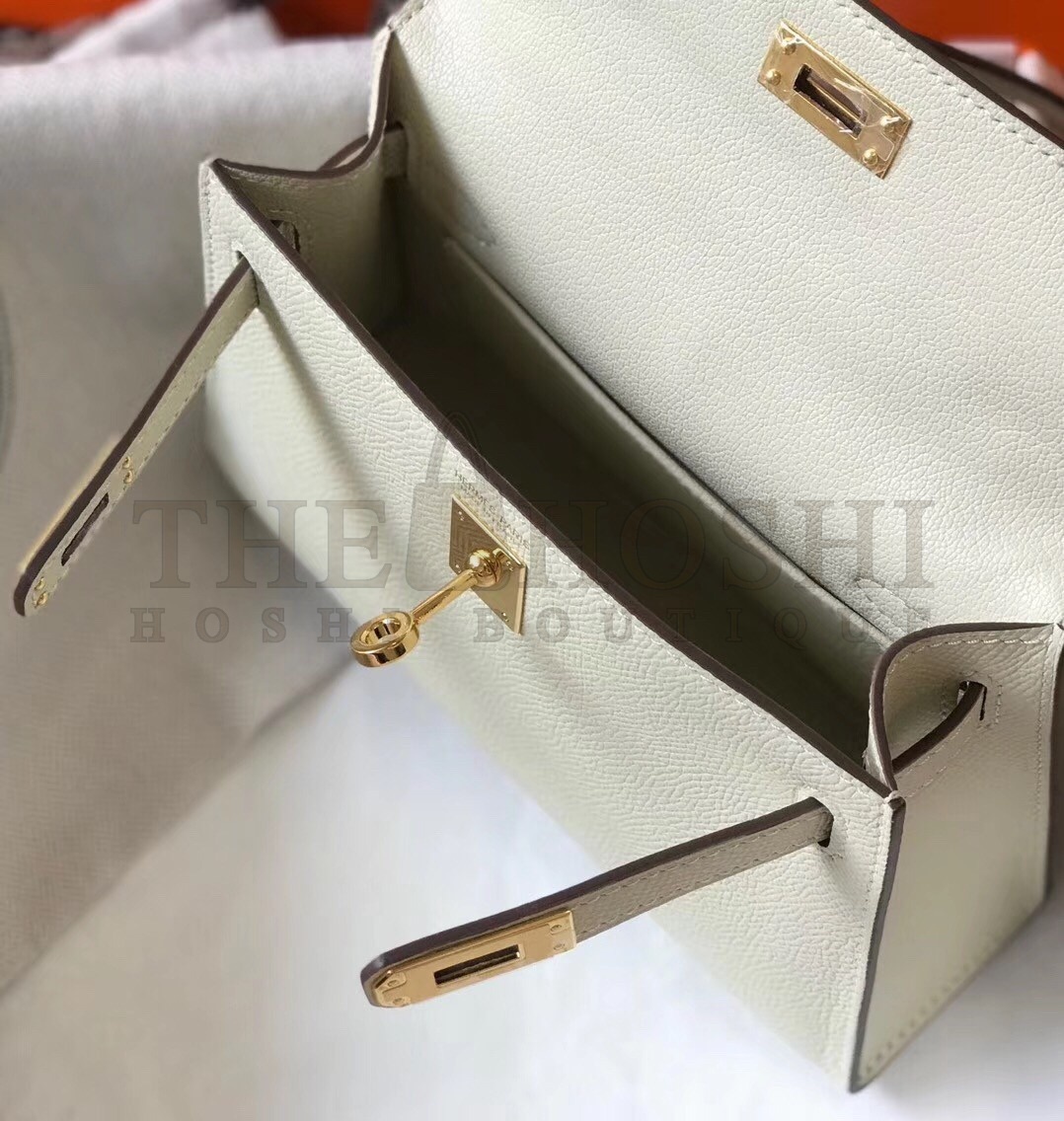 H**me5 Kelly Mini II Bag In White Epsom Leather Master Quality