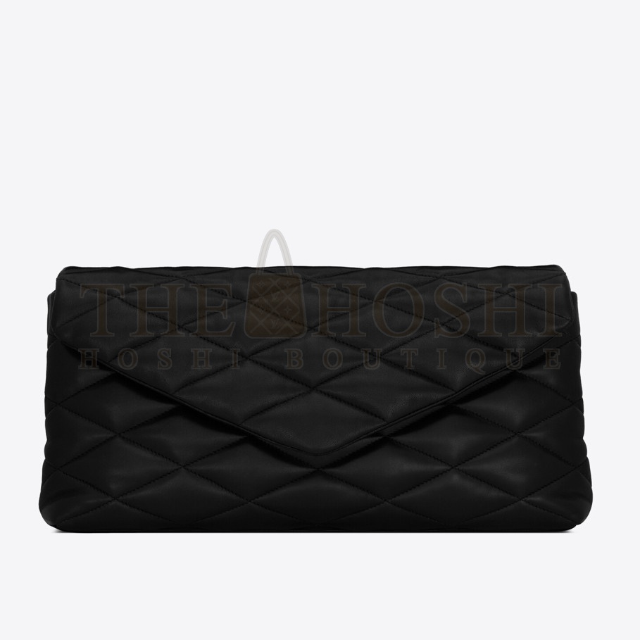 Sa1nt Lau*nt Sade Puffer Envelope Clutch In Black Lambskin Master Quality