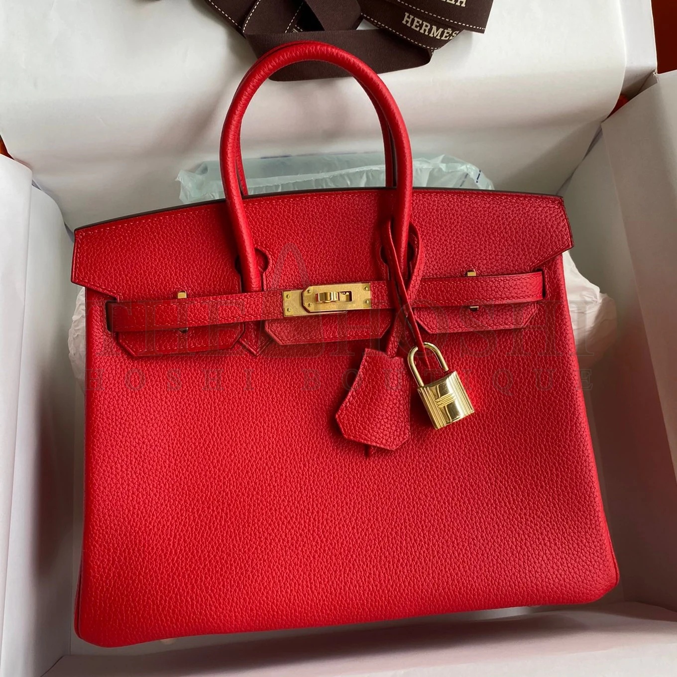 H**me5 Birkin 25 Retourne Handmade Bag In Red Clemence Leather Master Quality