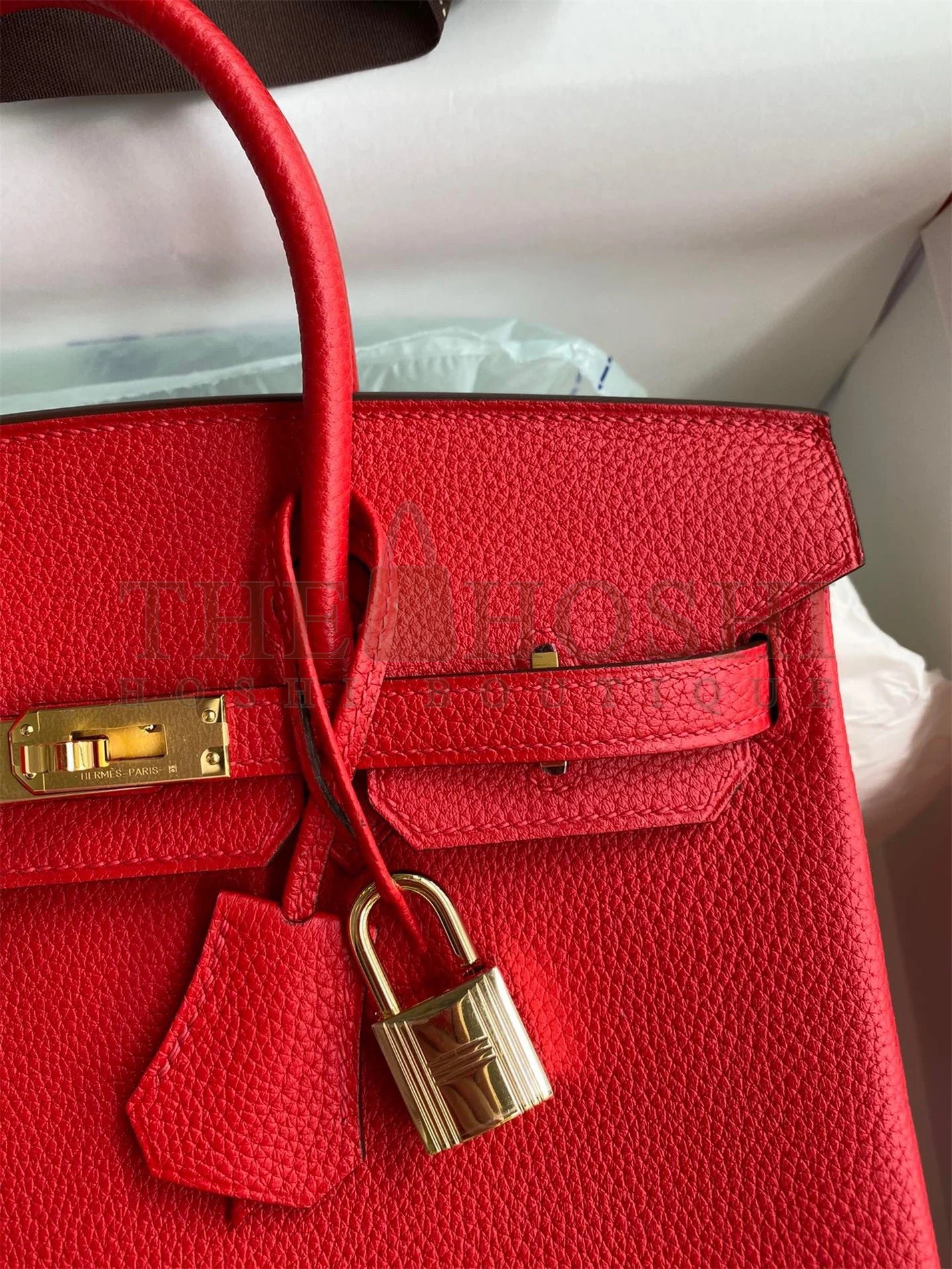 H**me5 Birkin 25 Retourne Handmade Bag In Red Clemence Leather Master Quality