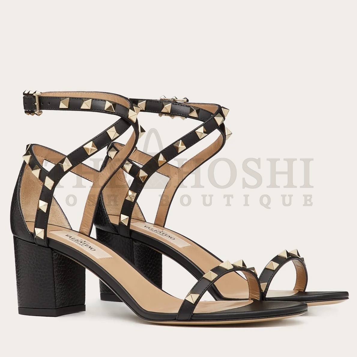 Va1e*ntin0 Rockstud Sandals 60mm In Black Calfskin Master Quality
