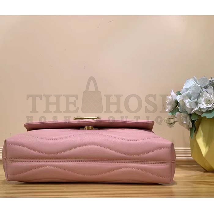 L0vis Vvtt0n LV Women New Wave Chain Bag MM Handbag Pink Smooth Cowhide Master Quality