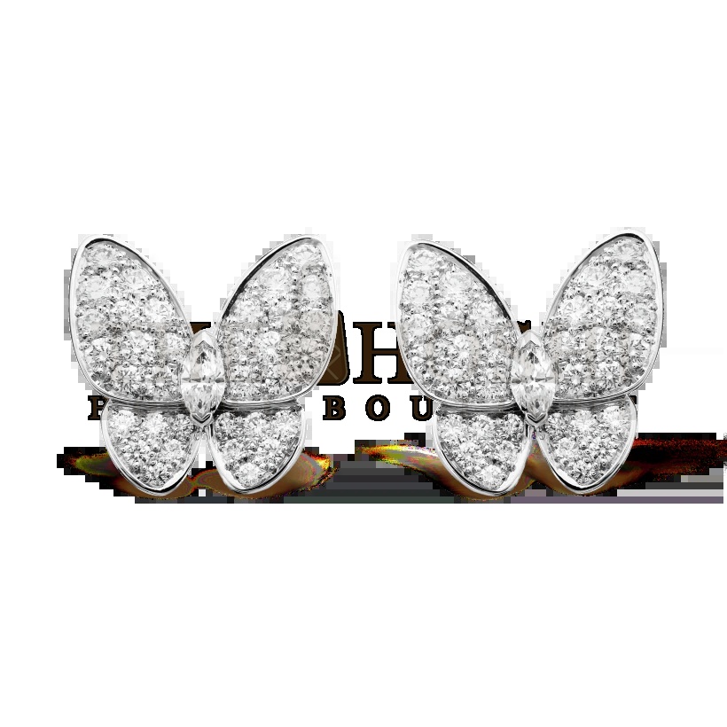 V*n Cl**f & Arpels Butterfly Stud Earrings with D1am0nds, Two Butterfly earrings Master Quality