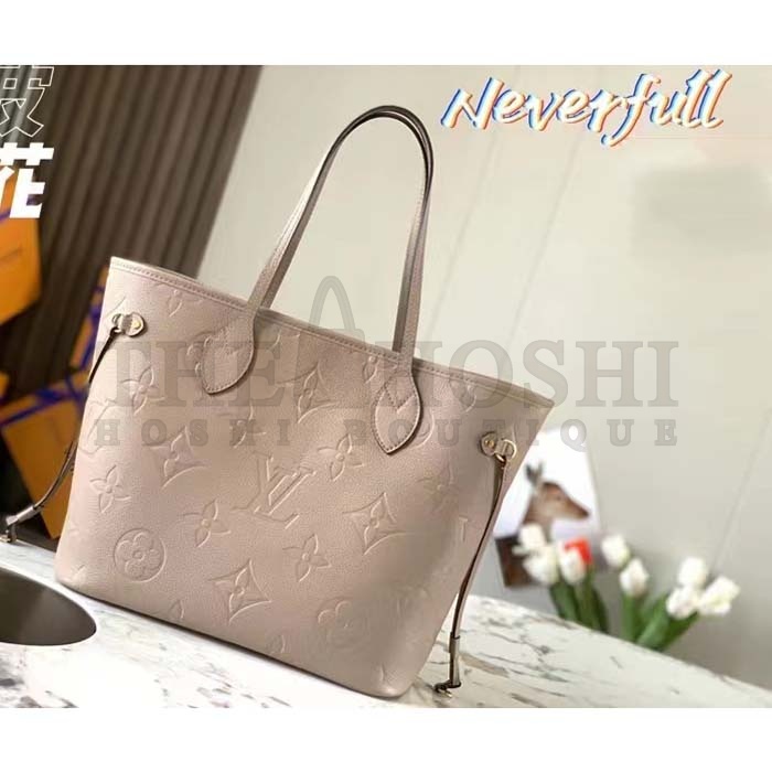 L0vis Vvtt0n Women LV Neverfull MM Carryall Tote Tourterelle Gray Embossed Grained Cowhide M45686 Master Quality