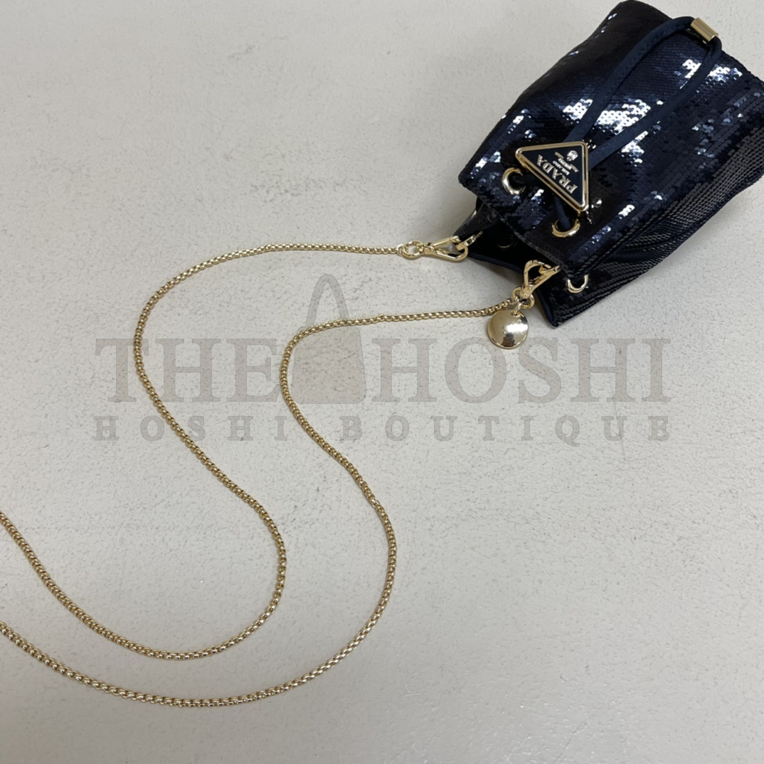 Pra*a Sequined satin mini-pouch bag Height: 9.5cm Width: 9cm Length: 6cm Master Quality