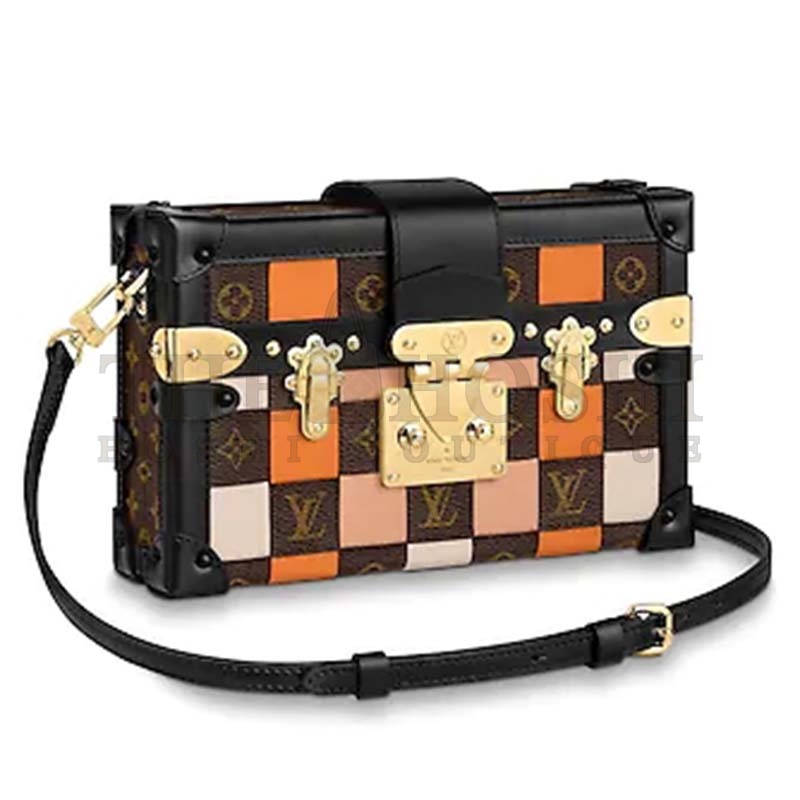 L0vis Vvtt0n LV Women Petite Malle Handbag in Calfskin Leather-Brown Master Quality