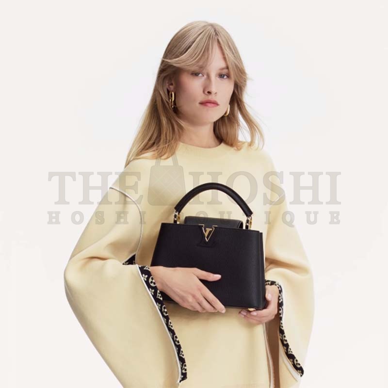 L0vis Vvtt0n LV Women Capucines BB Handbag Black Taurillon Leather Snap Hook Master Quality