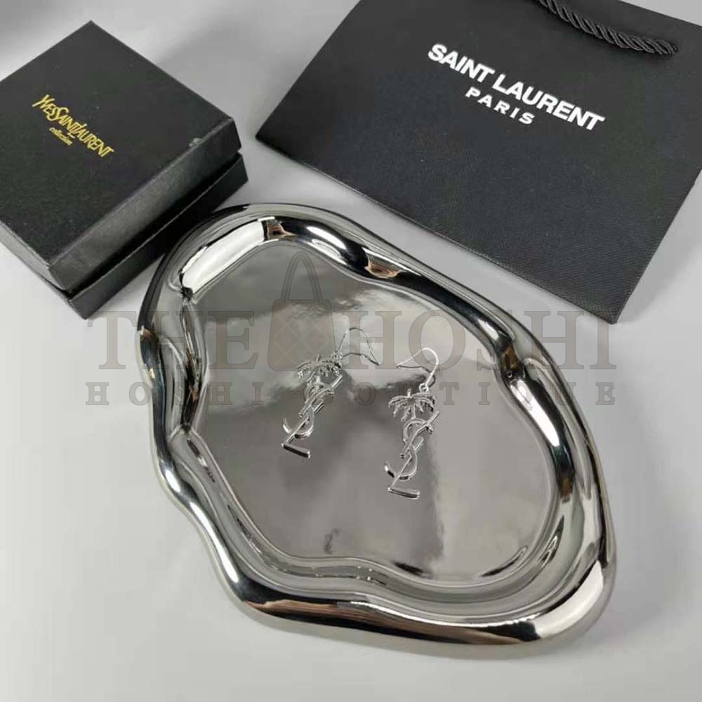 Sa1nt Lau*nt Y51 Women Monogram Palm Earrings in Metal-Silver Master Quality