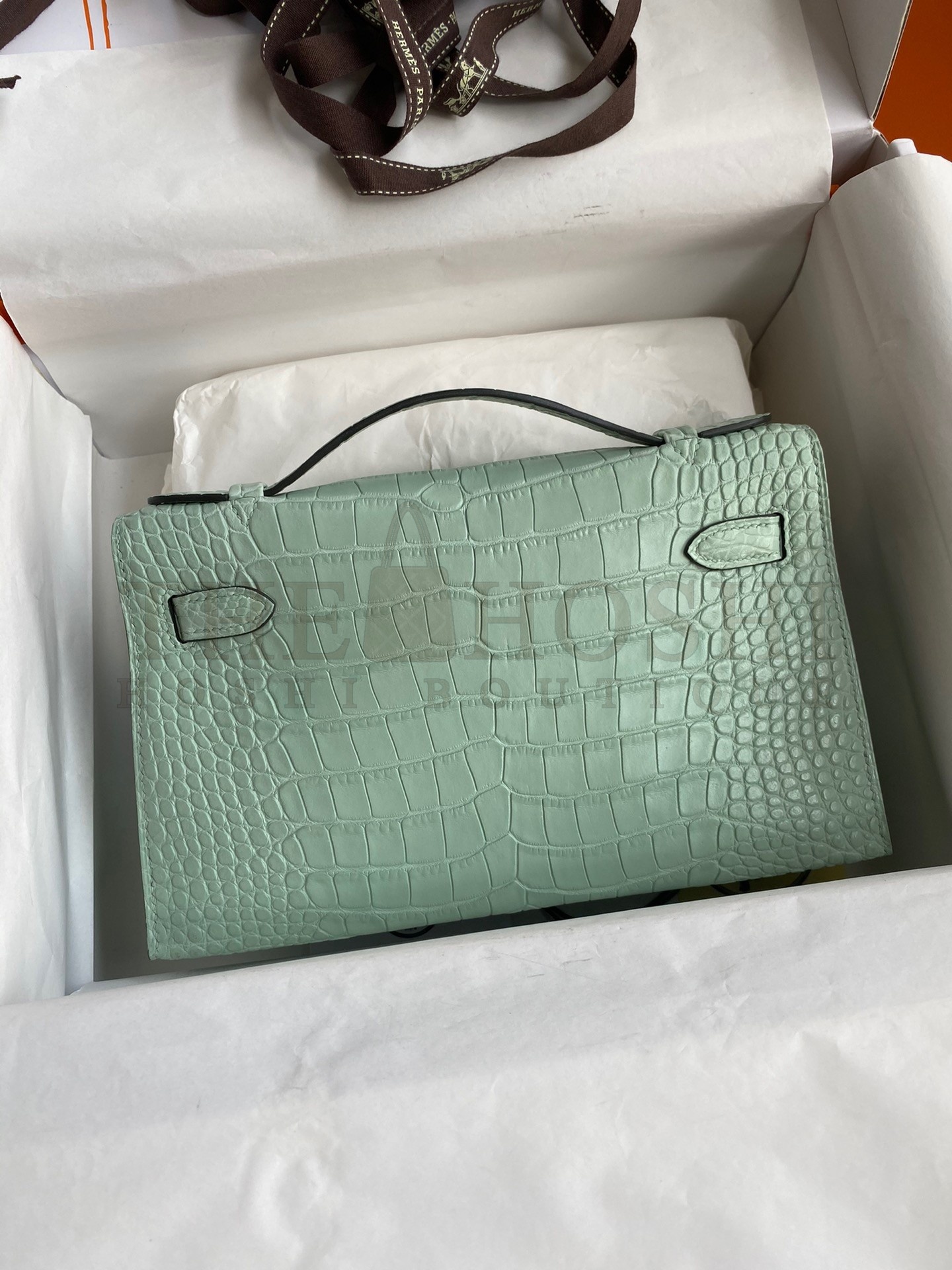 H**me5 Kelly Pochette Handmade Bag In Vert D