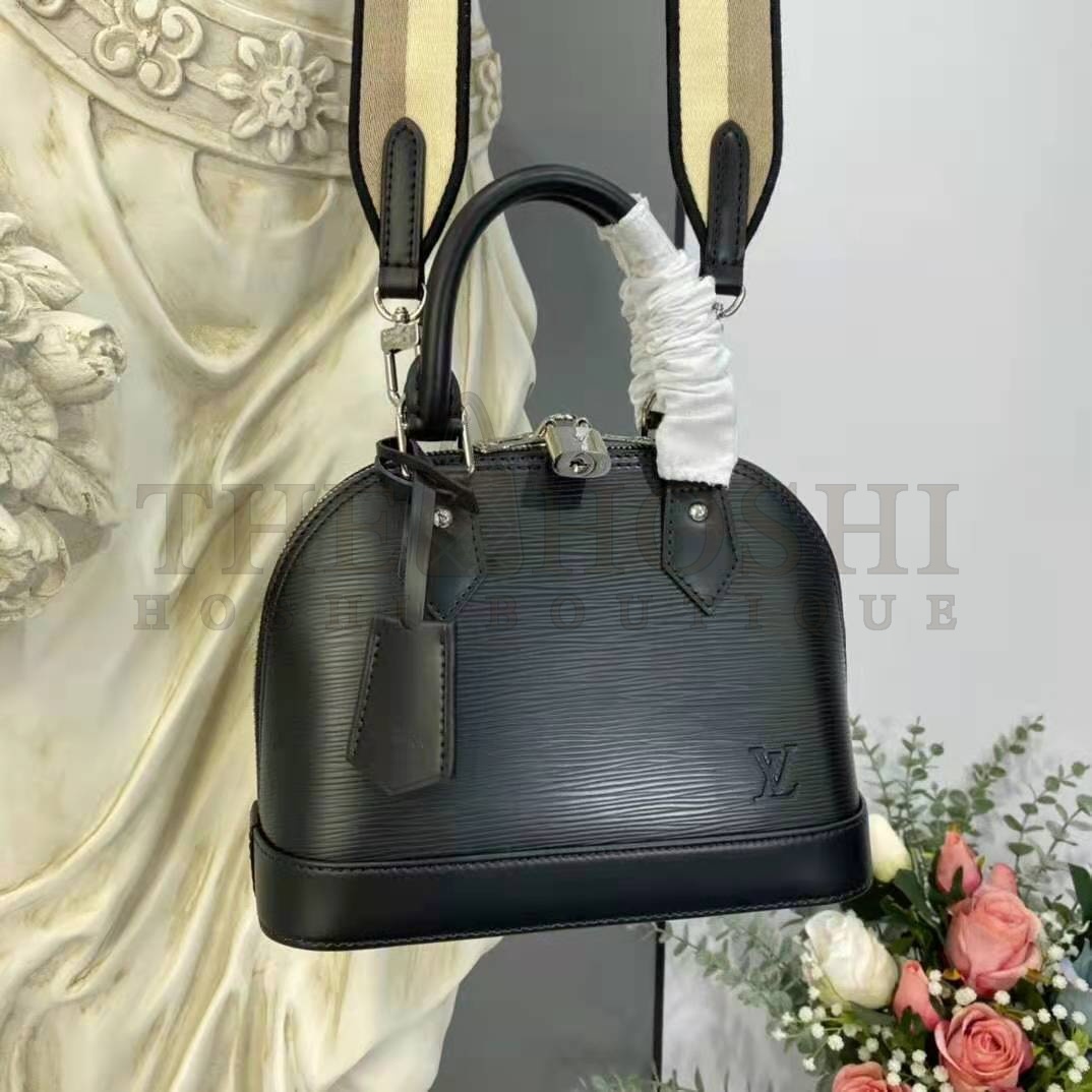 L0vis Vvtt0n LV Women Alma BB Handbag Black Epi Grained Cowhide Leather Master Quality