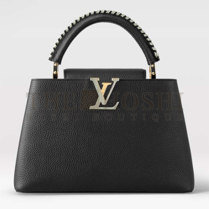 L0vis Vvtt0n LV Women Capucines MM Handbag Black Etain Metallic Gray Taurillon Leather Master Quality