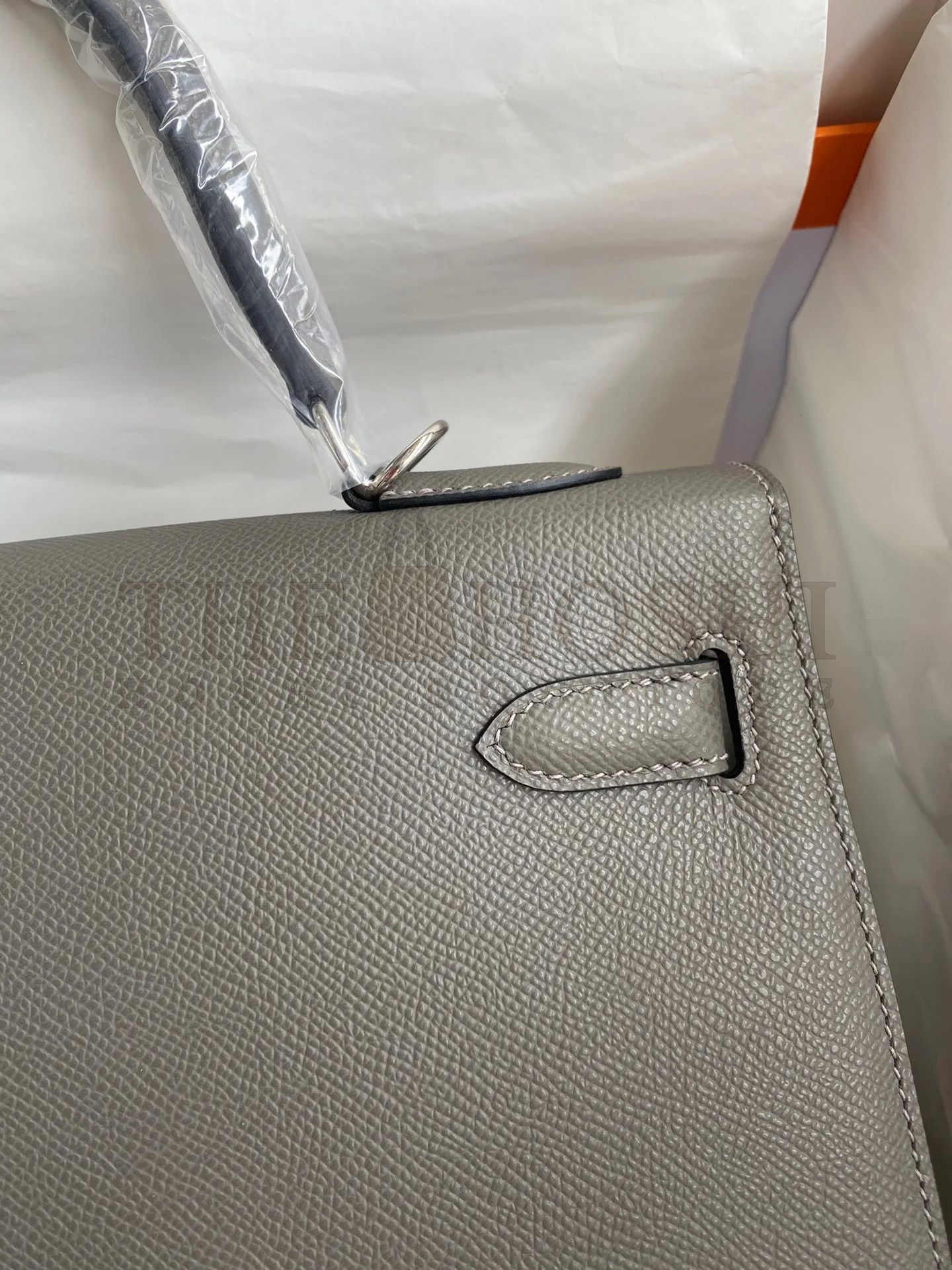 H**me5 Kelly Sellier 32 Handmade Bag In Etain Epsom Calfskin Master Quality