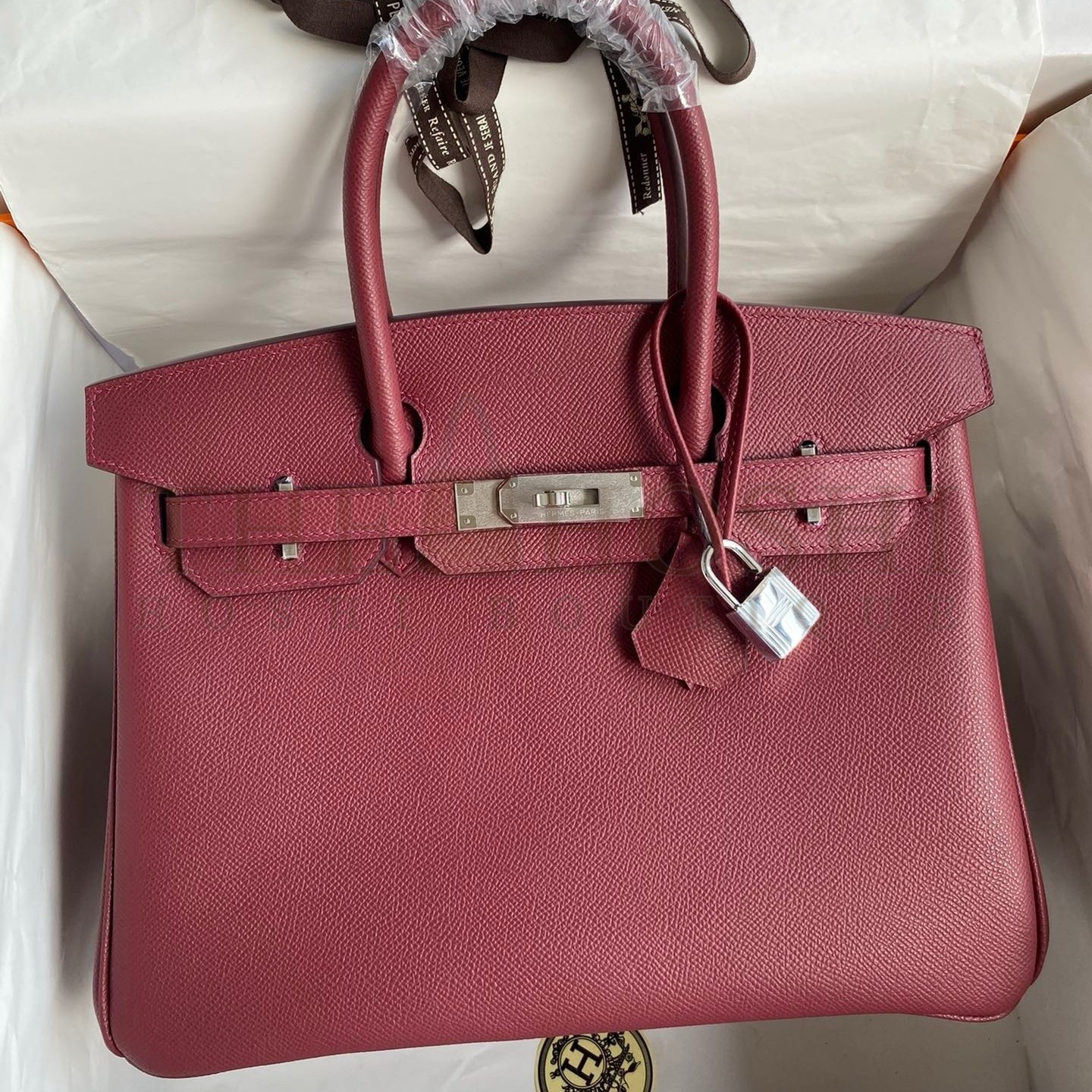 H**me5 Birkin 30 Retourne Handmade Bag In Ruby Epsom Calfskin Master Quality