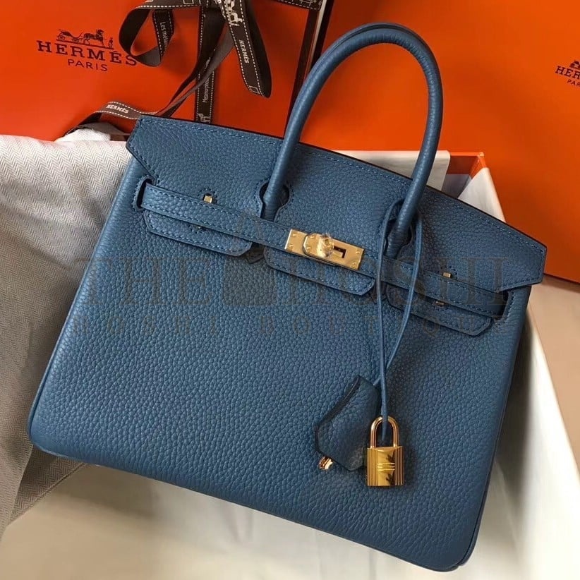 H**me5 Birkin 25 Bag In Blue Agate Clemence Leather with GHW Master Quality