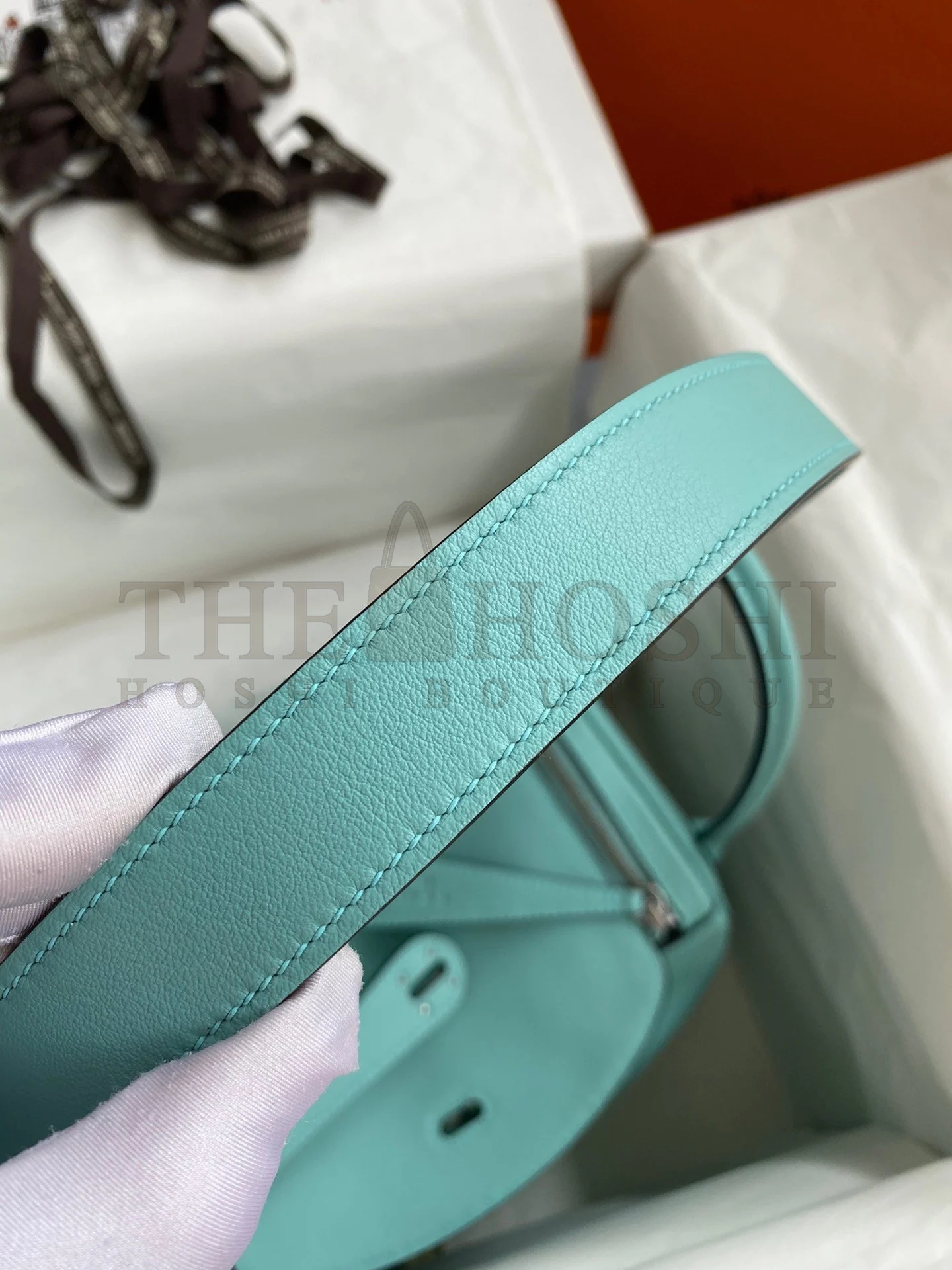 H**me5 Lindy 26 Handmade Bag In Blue Atoll Swift Calfskin Master Quality