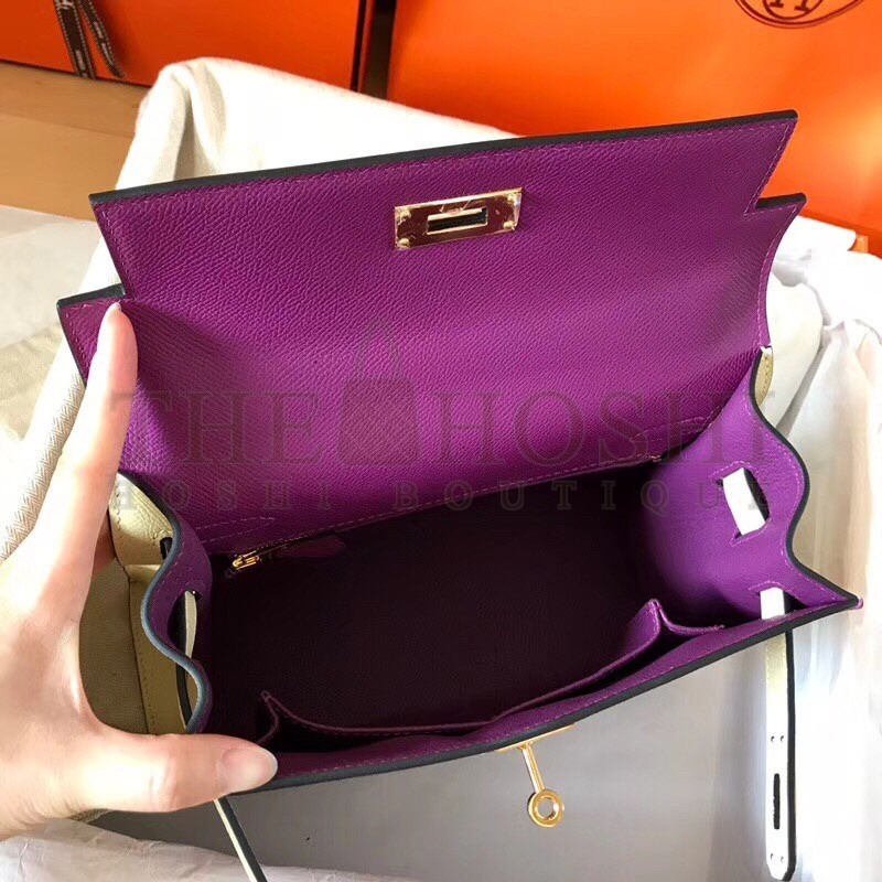 H**me5 Bicolor Epsom Kelly 28cm Purple Handmade Bag Master Quality