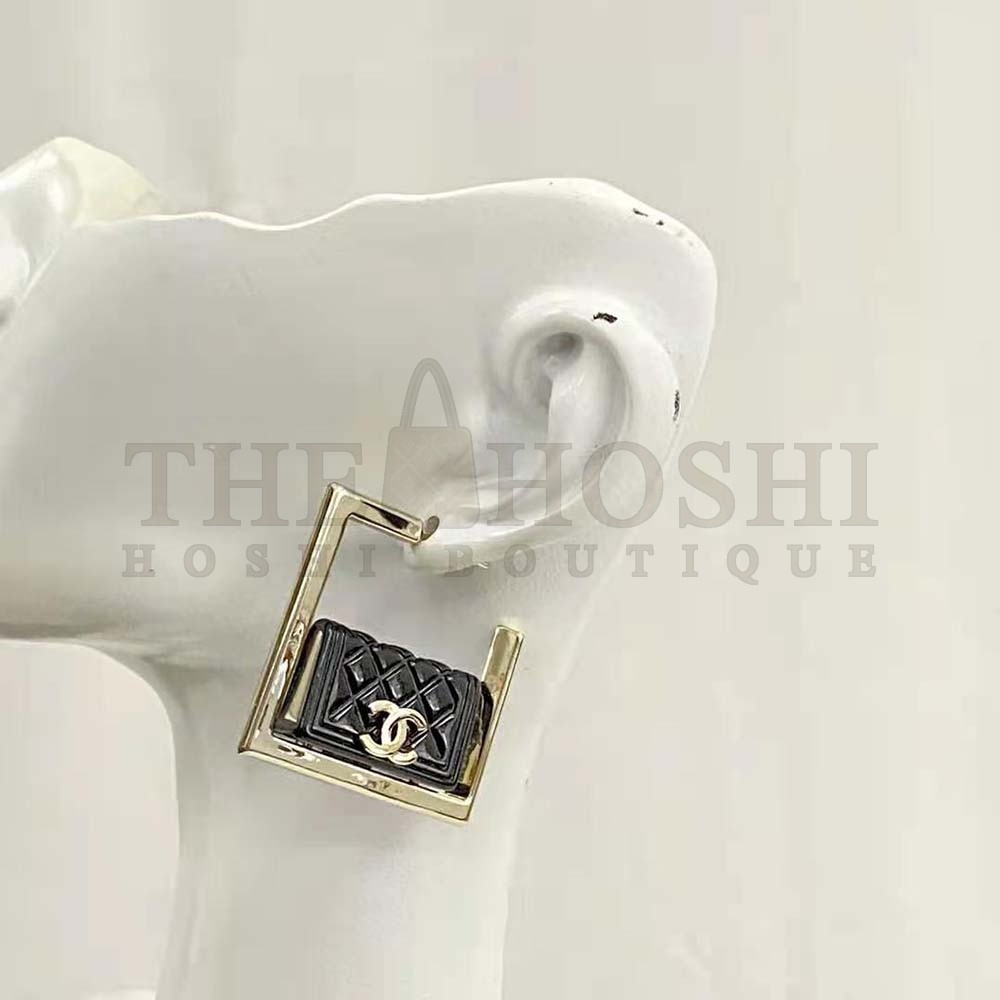 Ch**el Women Hoop Earrings in Metal and Resin-Black Master Quality