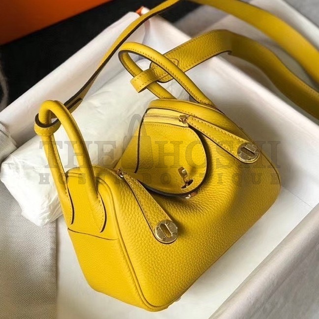 H**me5 Mini Lindy Bag In Yellow Clemence Leather Master Quality