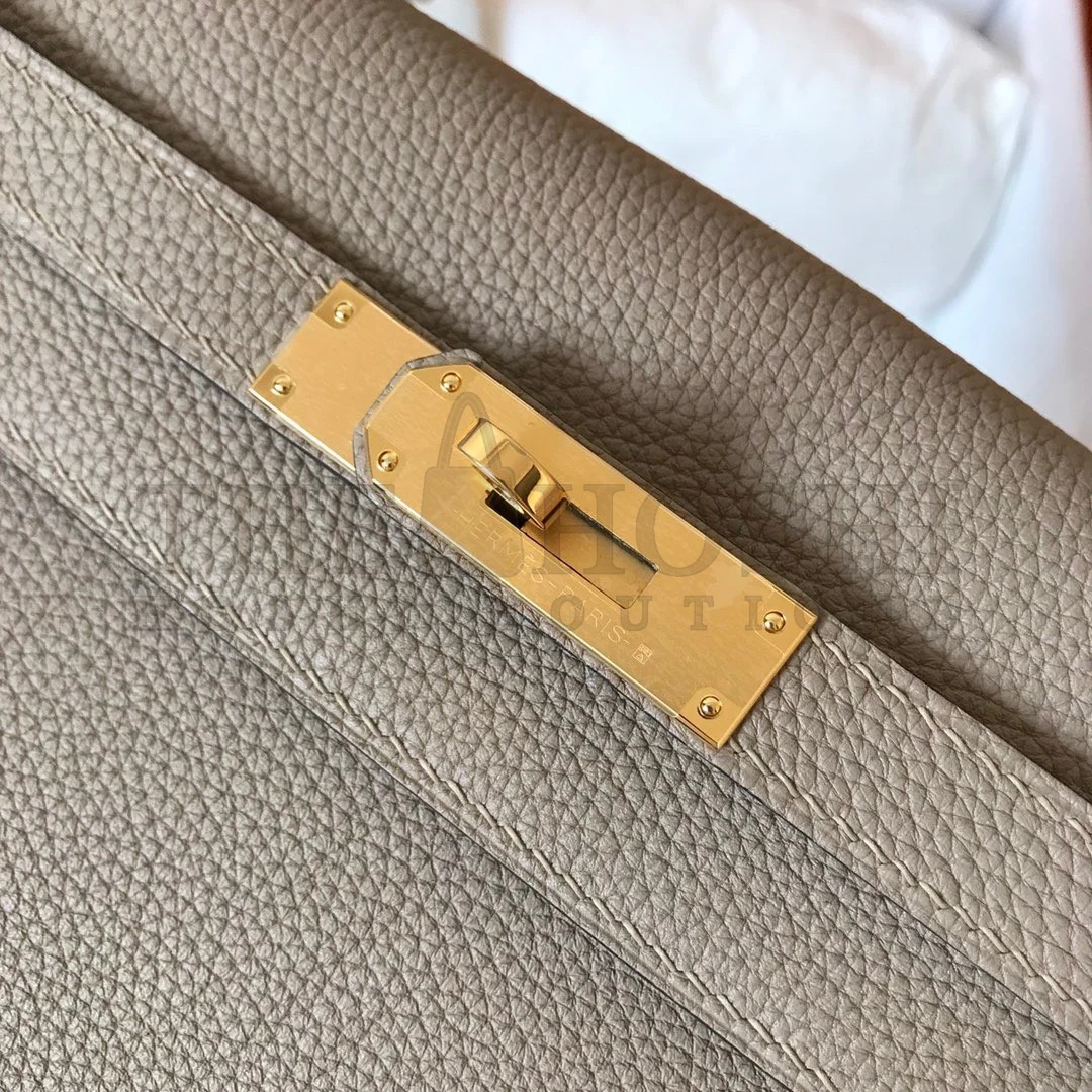 H**me5 Kelly Retourne 28 Handmade Bag In Tourterelle Clemence Leather Master Quality