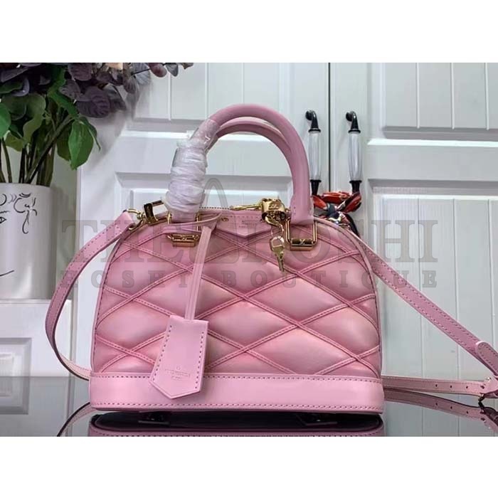 L0vis Vvtt0n LV Women Alma BB Handbag Rosabella Pink Lamb Cowhide Leather Master Quality
