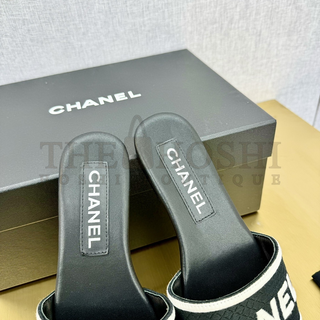 Ch**el sandals flat real leather Master Quality