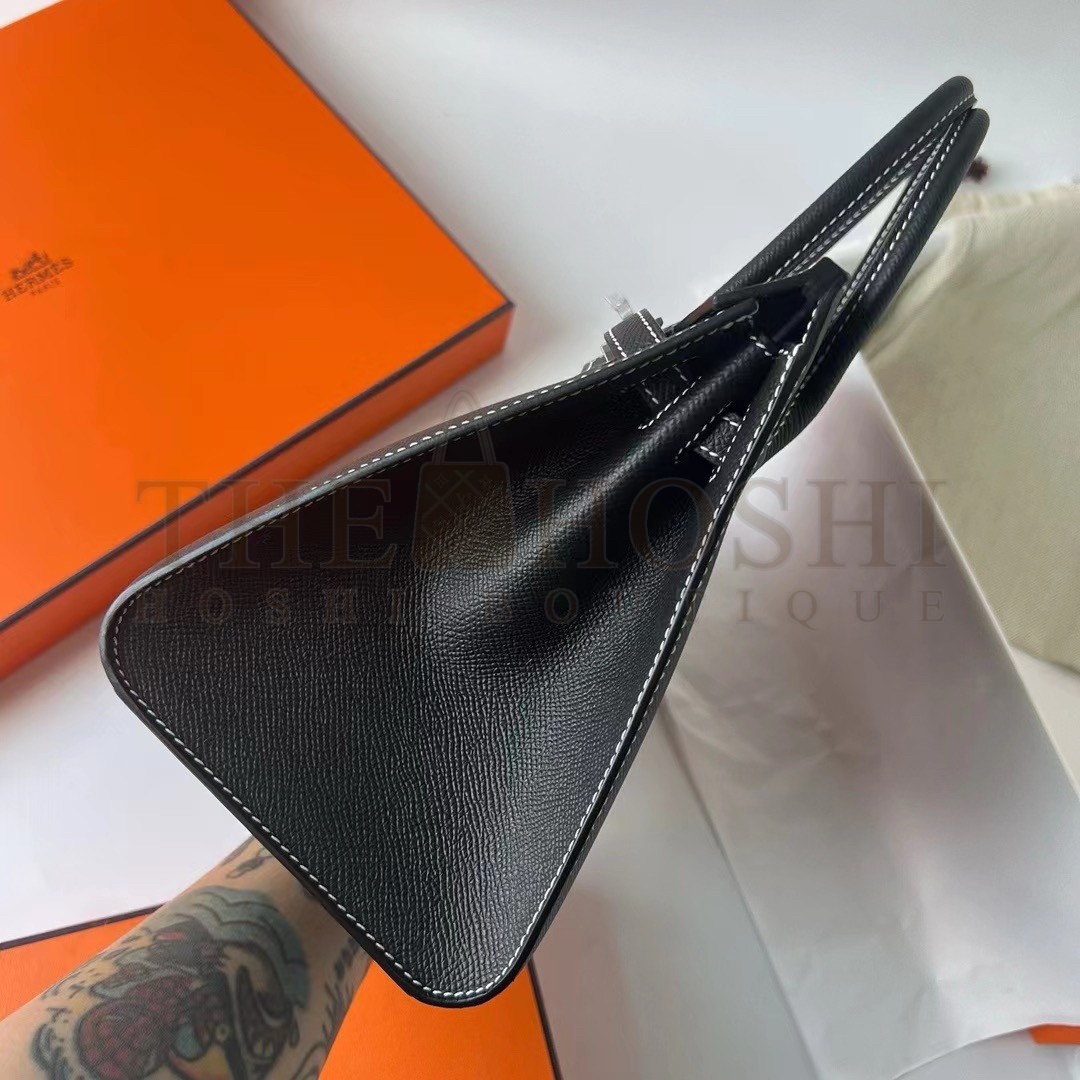 H**me5 Birkin 25 Sellier Handmade Bag In Noir Epsom Calfskin Master Quality