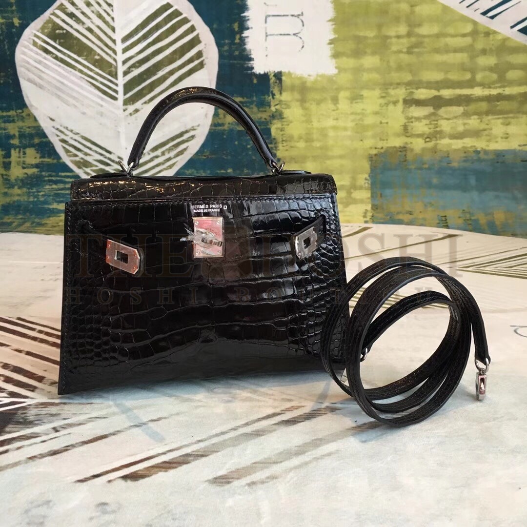 H**me5 Black Alligator Kelly Mini II Handmade Bag Master Quality