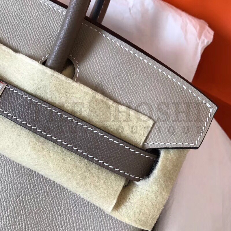 H**me5 Bicolor Epsom Birkin 30cm Handmade Grey Bag Master Quality