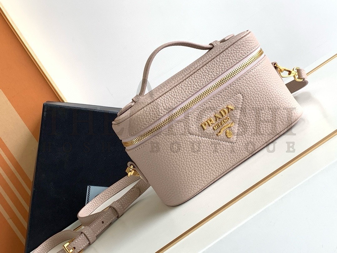 Pra*a Mini Vanity Bag in Light Pink Grained Leather Master Quality