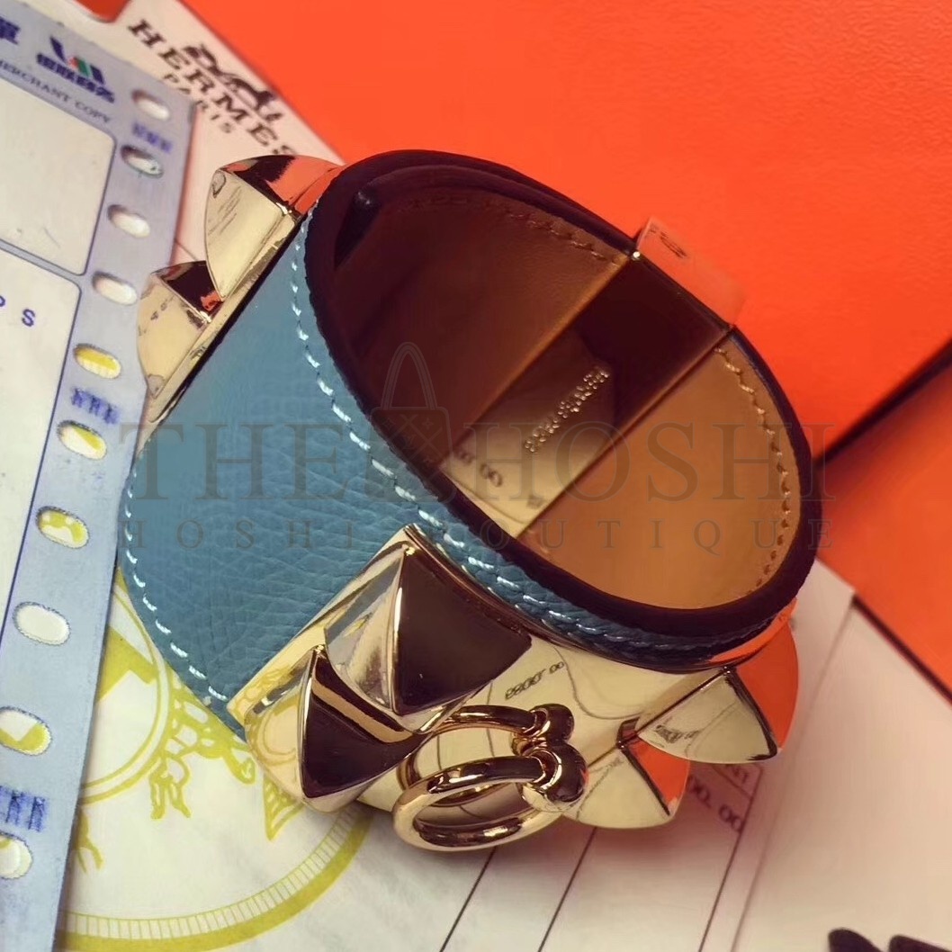 H**me5 Blue Jean Epsom Collier de Chien Bracelet Size S Master Quality