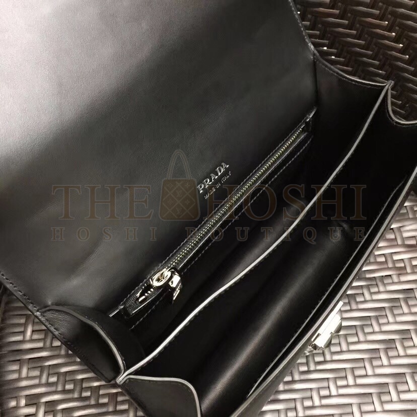 Pra*a Elektra Shoulder Bag In Black Calfskin Master Quality