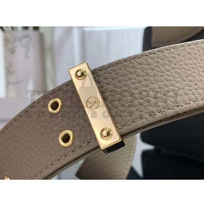 L0vis Vvtt0n LV Women Capucines MM Handbag Black Fusain Cognac Taurillon Cowhide Leather Master Quality