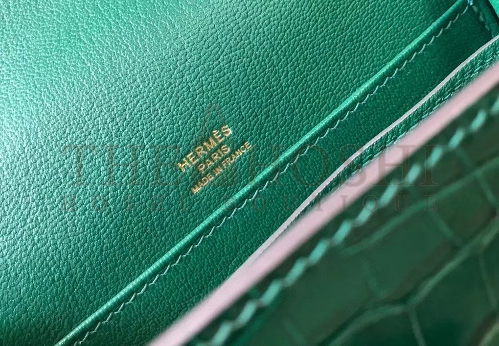 H**me5 Roulis Mini Bag In Green Embossed Crocodile Calfskin Master Quality