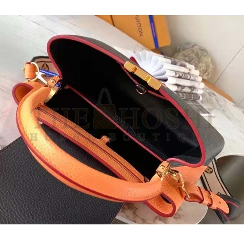 L0vis Vvtt0n LV Women Capucines MM Handbag Black Gold Arizona Taurillon Cowhide Master Quality