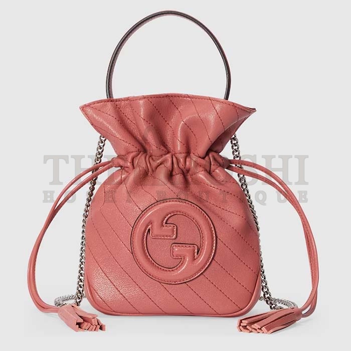 Gvc*1 Women GG Blondie Mini Bucket Bag Pink Leather Round Interlocking G Master Quality