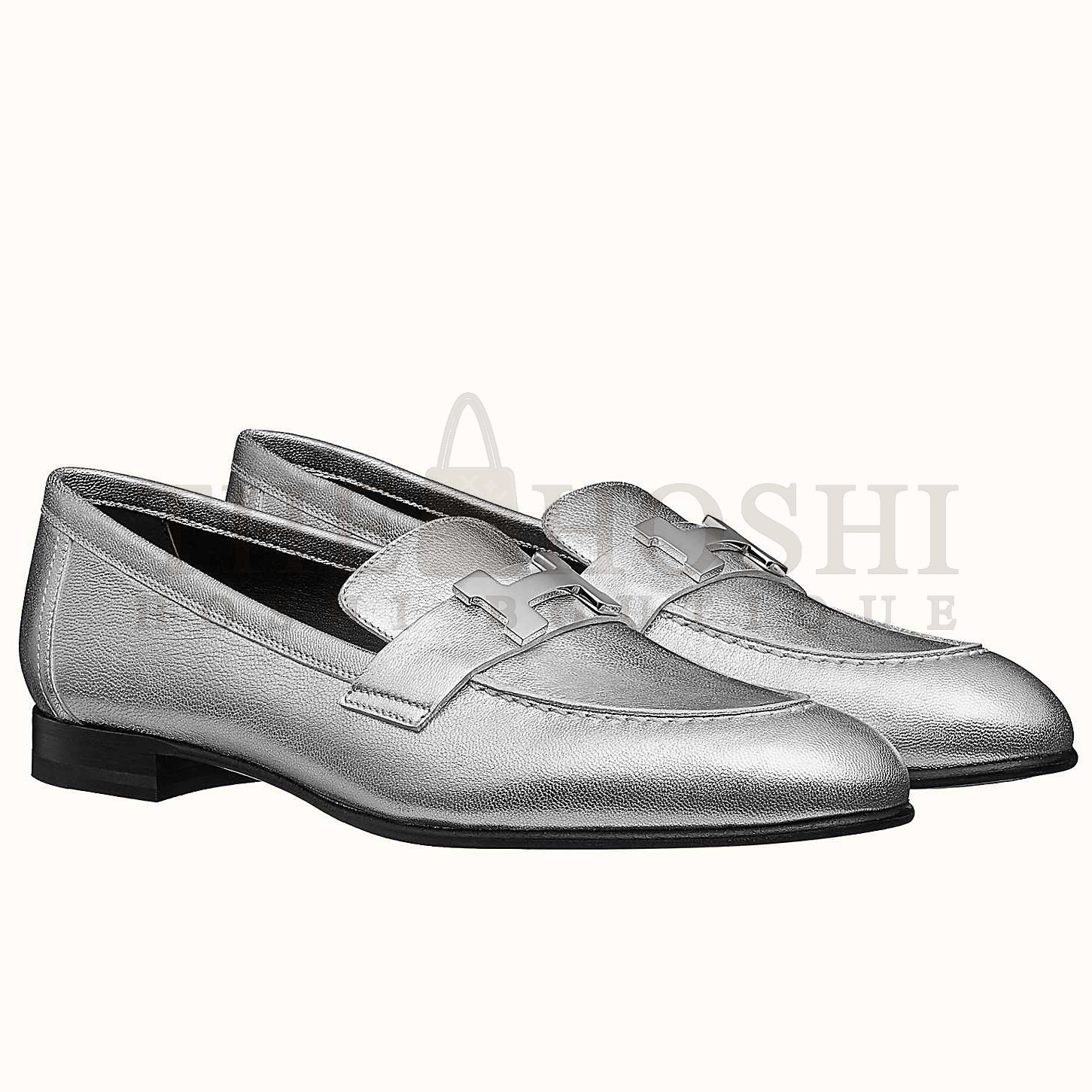 H**me5 Women's Paris Loafers In Silver Metallic Goatskin Master Quality