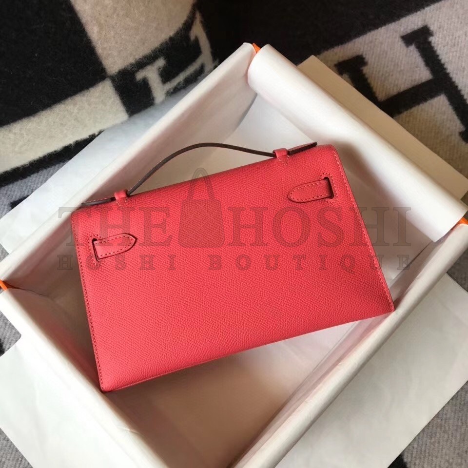 H**me5 Kelly Pochette Bag In Rose Lipstick Epsom Leather Master Quality