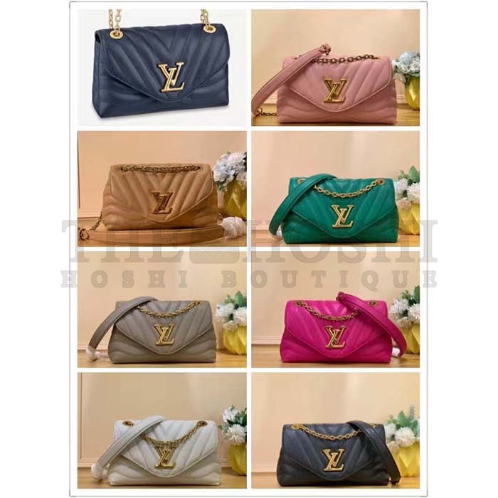 L0vis Vvtt0n LV Women New Wave Chain Bag MM Handbag Black Smooth Cowhide Master Quality