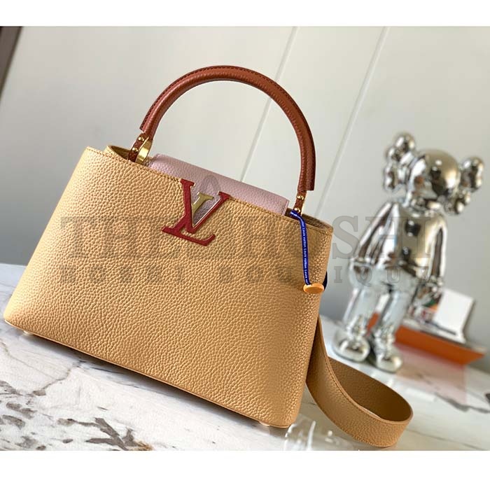 L0vis Vvtt0n LV Women Capucines MM Handbag Beige Brown Taurillon Leather Master Quality