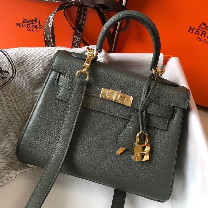H**me5 Mini Kelly 20cm Bag In Canopee Clemence Leather Master Quality