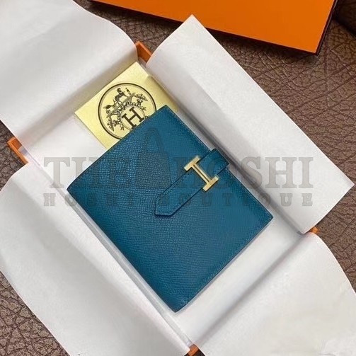 H**me5 Bearn Compact Wallet In Blue Izmir Epsom Leather Master Quality