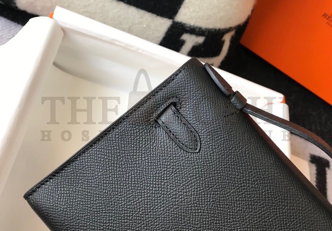 H**me5 Kelly Pochette Clutch Bag In Black Epsom Leather Master Quality