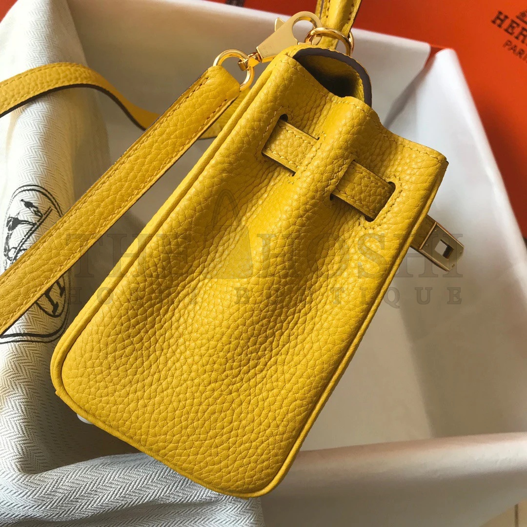 H**me5 Kelly 20cm Bag In Yellow Clemence Leather GHW Master Quality