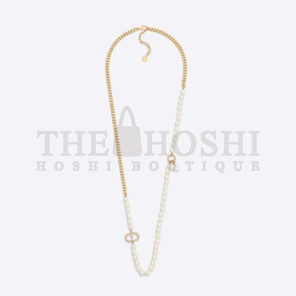 D10r Women 30 Montaigne Long Necklace Gold-Finish Metal and Silver-Tone Crystals Master Quality
