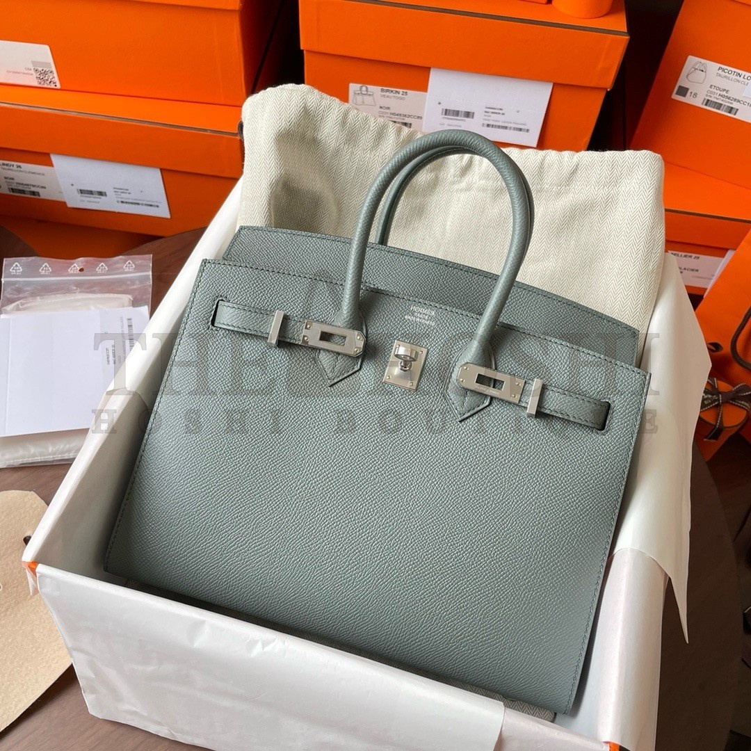 H**me5 Birkin 25 Sellier Handmade Bag In Vert Amanda Epsom Calfskin Master Quality