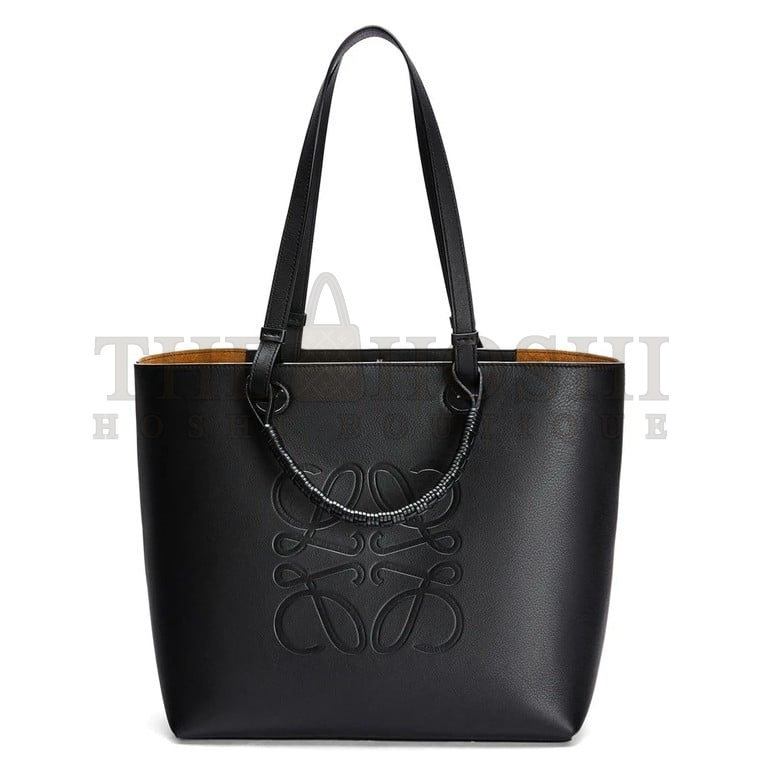 L0ew* Anagram Small Tote In Black Classic Calfskin Master Quality